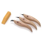 Flexcut 3 Piece Slim Handled Detail Knife Set With Sharpening Compound. Fixed Price $86.95.