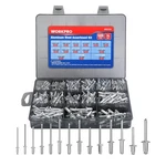 Workpro 500pcs Aluminum Blind Rivets, 3/32", 1/8", 5/32", 3/16", 1/4", Sliver. Fixed Price $36.59.