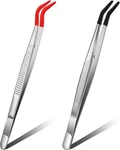 Honoson 2 Pieces Tweezers Curved Bent Tip With Rubber Red, Black. Fixed Price $10.44.