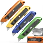 Horusdy 4 Pack Heavy Duty Box Cutter Utility Knife With 10 Blades. Fixed Price $13.99.