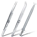Honoson 3 Pack Diamond Tweezers Gem Stone Jewelry Locking Silver. Fixed Price $17.99.