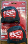 2-pk Milwaukee Industry's Most Durable 48-22-9925g 25' Studio Tape Measure Novi-. Fixed Price $50.88.