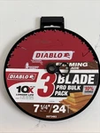 Diablo 7-1/4" 24 Teeth Circular Saw Framing Blade 3 Pack D0724r3 For Wood. Fixed Price $19.99.