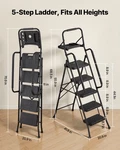 Vevor 5 Step Folding Ladder With Tool Tray & Dual Handrails, 600 Lbs Capacity, A. Fixed Price $132.90.