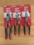 1 Ea Milwaukee Mt550 9" Lineman's Pliers ,mt555 8" Long Nose,& Mt558 Diagonal. Fixed Price $75.99.