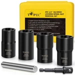 Topec 6pcs Lug Nut Removal Tool, 1/2-inch Drive Wheel Lock 6 Pcs, 5-piece. Fixed Price $28.84.