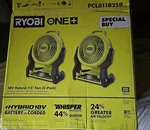 2-pack Ryobi 18v Cordless 7-1/2 In. Hybrid Fan (tools Only) - Tested. Fixed Price $84.99.