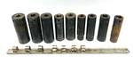 Snap-on 1/2" Drive Impact Deep Socket Set 9pc 6-point Sim + Rail Sae Black Vtg. Fixed Price $62.98.