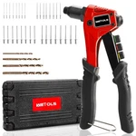 Wetols Pop Rivet Gun Kit With 200 Blind Rivets, Regular Gun, Red. Fixed Price $54.29.