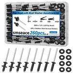 Smseace 260pcs 1/8" X 3/8" Black Pop Rivets With 304 1/8"x3/8",. Fixed Price $15.05.