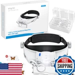 Esynic Head Magnifier 2 Led Light-1.5x-13x Magnification 5 Acylic Lens Set. Fixed Price $39.73.