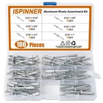 Ispinner 100pcs 6 Sizes Aluminum Blind Rivets, Pop Rivets Assortment Silver. Fixed Price $17.30.