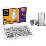 M3 Rivet Nut, 70pcs Metric 304 Stainless Steel Rivets Flat Head Rivnut Thread.... Fixed Price $11.79.