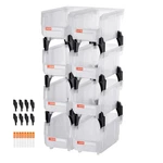 Vevor Plastic Stackable Storage Bins 8 Pcs Garage Organizer Transparent. Fixed Price $31.99.
