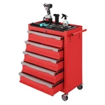 5-drawer Heavy-duty Rolling Tool Chest Cabinet W/ Lock Drawer Liners Top Cushion. Fixed Price $125.99.