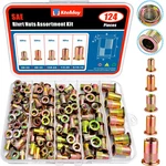 124pcs Sae Unc Rivet Nut Assortment Kit, Zinc Plated Carbon Steel Rivnut Threade. Fixed Price $13.27.