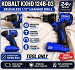 Kobalt Kxhd 124b-03 Brushless 1/2" Drill -hammer Driver 24v Li Ion - Tool Only. Fixed Price $79.00.