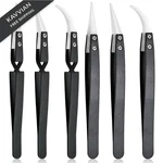 Aemygo 6 Pcs Precision Reverse Ceramic Tweezers Set, Non-conductive Black. Fixed Price $20.94.