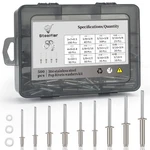 500pcs 304 Stainless Steel Pop Rivets Kit, 9 Sae Sizes, 3/16" Assorted Blind .... Fixed Price $36.97.