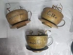 Vintage 2004 Michael Alan Designs Metal Art Coffee Cup Wall Decor. Set Of 3. Fixed Price $25.00.
