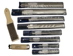 (8) Vintage Craftsman Kromedge 4", 6", 8", 10" Files In Sleeves + Handle Brush. Fixed Price $35.00.