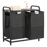 Vevor 2 Section Laundry Sorter With Pull-out Bags Metal Frame & Wooden Tabletop. Fixed Price $46.99.