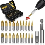 22pcs Titanium Damaged Screw Extractor Set, Remover For Stripped. Fixed Price $40.61.