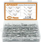 Ispinner 385pcs 8 Sizes Aluminum Blind Rivets, Pop Rivets Assortment Kit (silver. Fixed Price $18.58.