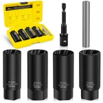 Topec 6pcs Deep Lug Nut Removal Tool, 1/2" Drive Extractor Set, 17-22.... Fixed Price $37.54.