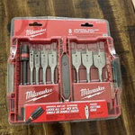 New,milwaukee 49-22-0175 8piece Universal Quiklok Flat Boring Spade Bit Set/case. Fixed Price $27.99.