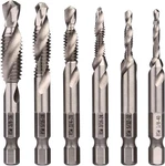 Wolfride 6pcs 1/4-inch Hex Shank Combination Drill And Tap Bit Set Metal Deburr. Fixed Price $18.70.