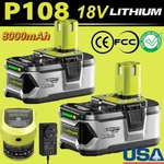 1/2packs For Ryobi P108 18v 8.0ah High Capacity Tool Battery 18volt Lithium-ion. Fixed Price $18.52.