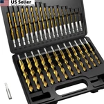 Macxcoip Hex Shank Drill Bit Set, 30pcs Hss Titanium Twist. Fixed Price $45.65.