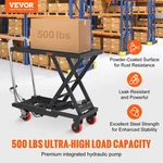 Hydraulic Lift Table Cart 500 Lb Capacity 28.5" Scissor W/ Wheels Black. Fixed Price $318.99.
