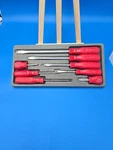 Mac Tools 8pc Red Comfort Grip Combination Screwdriver Set Grey Plastic Tray. Fixed Price $185.00.