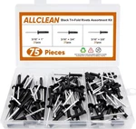 Allclean 3/16 X 5/8-3/4-1 Tri-fold Rivets Assortment - 75pcs,black E.... Fixed Price $19.95.