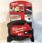 Milwaukee 48-22-0428 25' Compact Magnetic Tape Measure W/rechargeable 100l Light. Fixed Price $24.99.