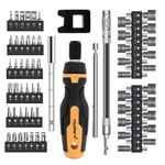 Mulwark 63pc Magnetic Ratcheting Screwdriver Bit Set S2 Steel Orange Kit. Fixed Price $52.99.