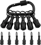 Katerk 6pc Black Bit Holder Keychain, 1/4in Hex Shank Carabiner. Fixed Price $14.23.