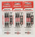 3 Diablo Ddev25-s3 3-pack Assorted 2-1/2" Double Ended Drive Bits Ph2/sq2/t25. Fixed Price $20.99.