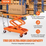 Hydraulic Lift Table Cart 1760 Lb Capacity 59" Double Scissor W/ Wheels. Fixed Price $1525.99.