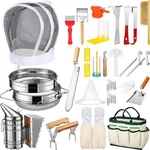 Beekeeping Starter Kit, 28 Pcs All-in-one Bee Hive Tool Set With Smoker, Veil.... Fixed Price $102.96.
