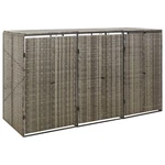Triple Wheelie Bin Shed Gray 81.5"x31.5"x46.1" Poly Rattan. Fixed Price $330.92.