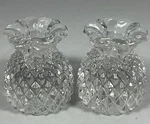Set 2 Heisey Plantation Pineapple Candle Holders Clear Crystal Taper Vtg 1950s. Fixed Price $29.95.