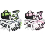 Workpro Pink/grey 157pc Hand Tool Set 20v Cordless Drill Driver Home Kit Us. Fixed Price $200.99.