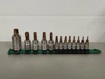 Gearwrench 80723 13 Piece 1/4", 3/8" & 1/2" Drive Torx Bit Socket Set W/rail. Fixed Price $25.99.