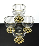Alan Lee New York Set Of 4 Black & Gold Harlequin Sherbet / Dessert Cups Glasses. Fixed Price $99.99.