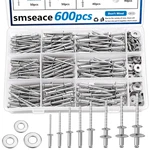 Smseace 600pcs Stainless Steel Pop Rivets With Washer Assortment Kit 8-sizes Sta. Fixed Price $38.49.