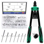 Glarks 261pcs Rivet Gun With Large Flange Pop Rivets Set 13" Heavy Duty Handl.... Fixed Price $45.61.
