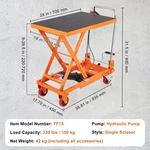 Hydraulic Lift Table Cart, 330 Lbs Capacity 28.5" Height, Manual Single. Fixed Price $329.22.
